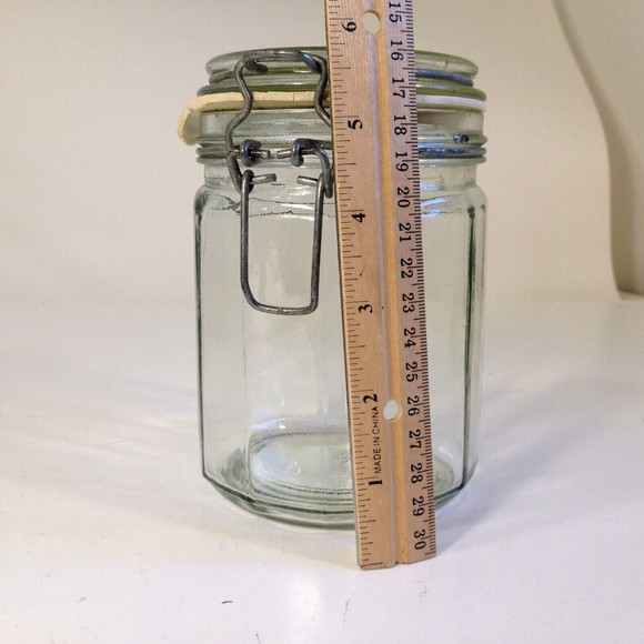 Unbranded Kitchen Vintage Wide Mouth Decorative Canning Jar Glass Lid Wire Paneled 2oz
